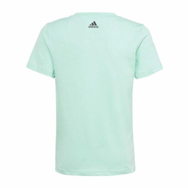 Child's Short Sleeve T-Shirt Adidas Linear Logo Green Aquamarine - Image 4