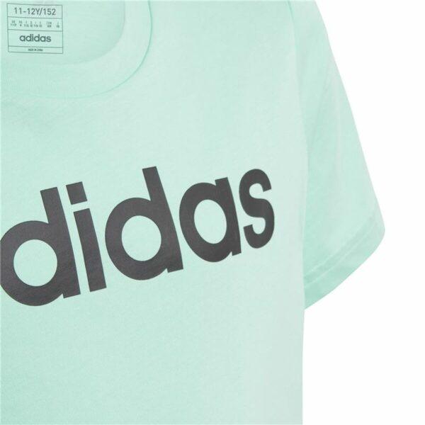 Child's Short Sleeve T-Shirt Adidas Linear Logo Green Aquamarine - Image 2