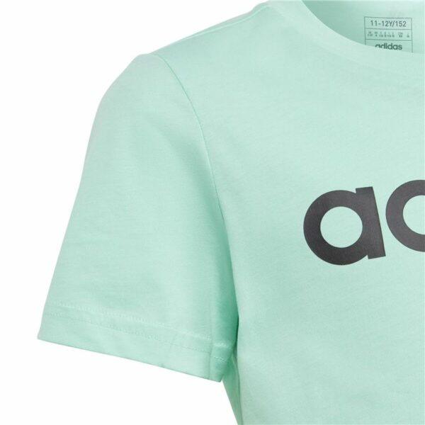 Child's Short Sleeve T-Shirt Adidas Linear Logo Green Aquamarine - Image 3