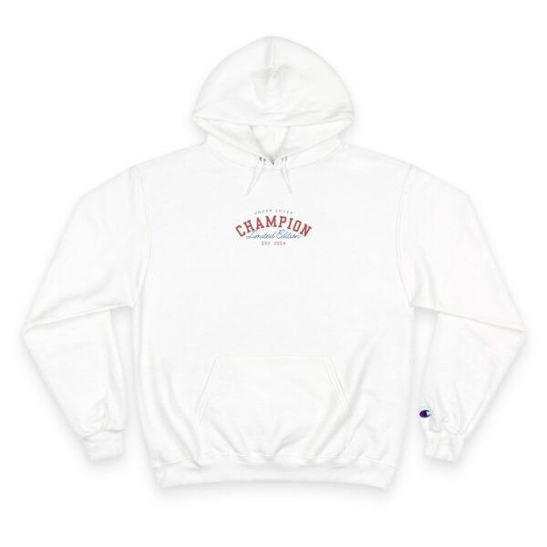 Champion Hoodie - Red (Unisex) | Sizes: S, M, L, XL, XXL, XXXL. Comfortable, stylish, and eco-friendly, made with Champion's Double Dry® technology.