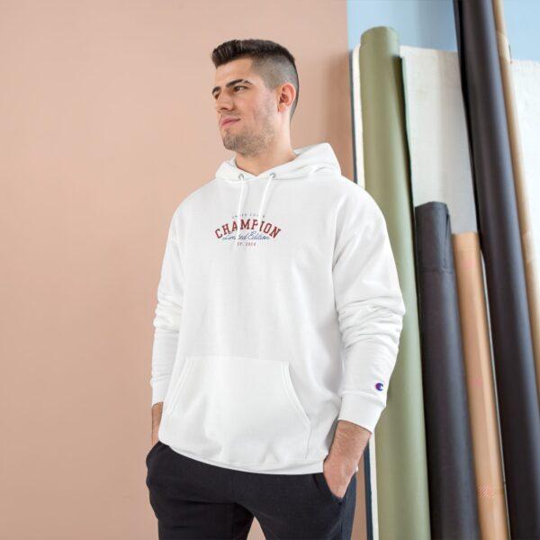 Champion Hoodie - Red (Unisex) | Sizes: S, M, L, XL, XXL, XXXL. Comfortable, stylish, and eco-friendly, made with Champion's Double Dry® technology. - Image 3