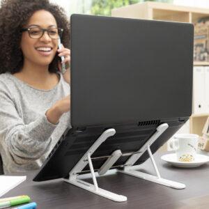 Folding and Adjustable Laptop Stand – Flappot InnovaGoods (White/Grey)