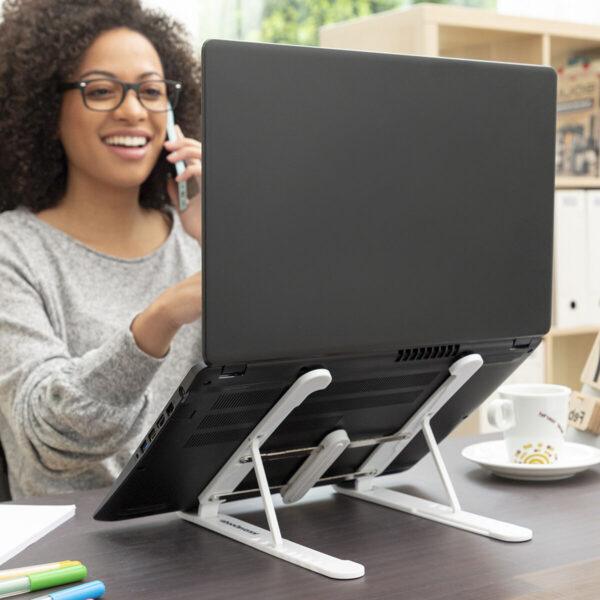Folding and Adjustable Laptop Stand – Flappot InnovaGoods (White/Grey)