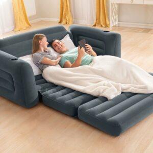 Inflatable Sofa Bed – Intex Pull-Out (203 × 66 × 224 cm, Grey)