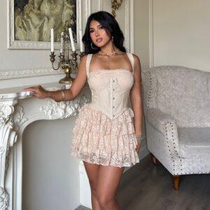 Women's Lace Stitching Two-Piece Dress Set